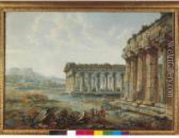 The Temples Of Paestum Oil Painting - Louis Francois Cassas