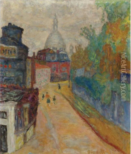 Rue A Montmartre, Le Sacre-coeur Oil Painting - Pierre Bonnard