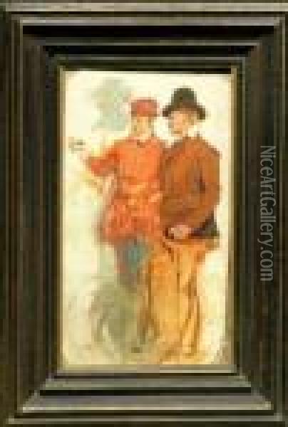 Two Gentlemen Oil Painting - Jean Baptiste Edouard Detaille