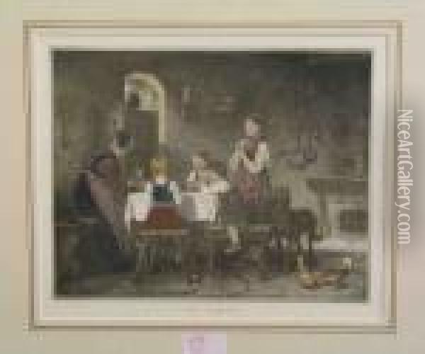 Das Tischgebet Oil Painting - Franz Von Defregger