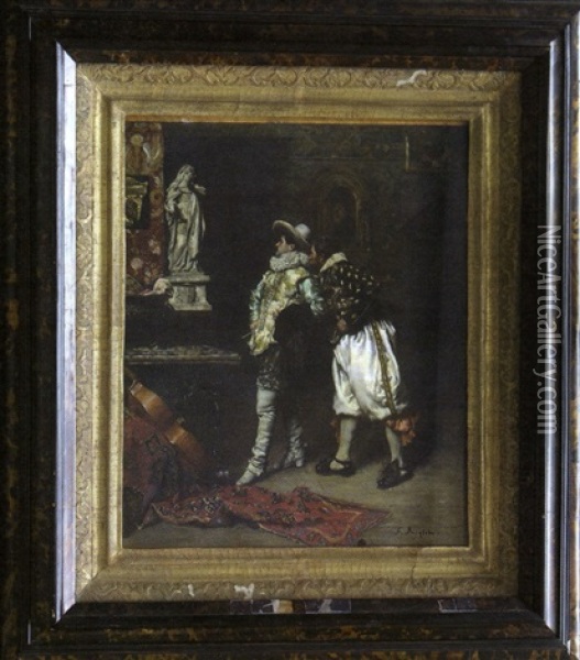 Gentilhommes Dans Un Interieur Oil Painting - Ferdinand Victor Leon Roybet