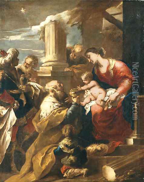 The Adoration of the Magi Oil Painting - Valerio Castello Genoa