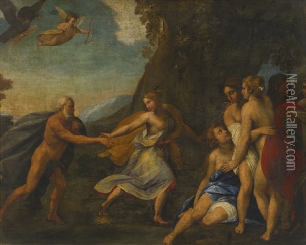 Jupiter And The Nymphs Oil Painting - Giuseppe Cesari