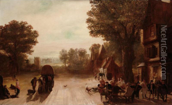 The Village Inn Oil Painting - Henry Ladbrooke