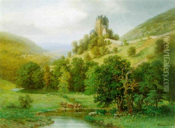 Eifellandschaft Mit Blick Auf Burg Eltz Oil Painting - Luigi Bianconi