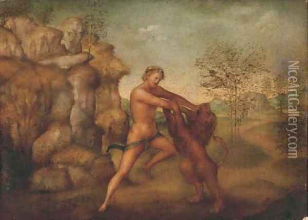 Hercules and the Nemean Lion Oil Painting - Jacopo Torni, Dell'Indaco