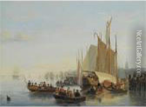 A Naval View Oil Painting - Nicholas Jan Roosenboom