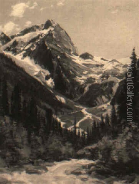 Mountain Streams Converging In A Sierra Meadow Oil Painting - Henry Joseph Breuer
