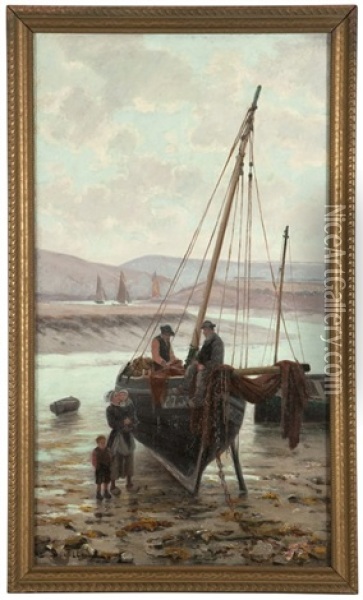 Fishing Boats Oil Painting - Etienne Bouille