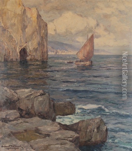 Sailing Boat On The Mediterranean Coast Oil Painting - Albert Wenk