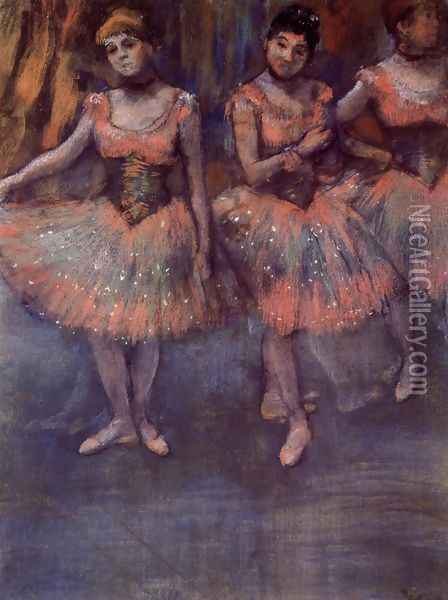 Three Dancers before Exercise Oil Painting - Edgar Degas