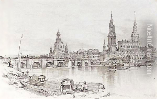 View Of Dresden Oil Painting - Samuel Prout