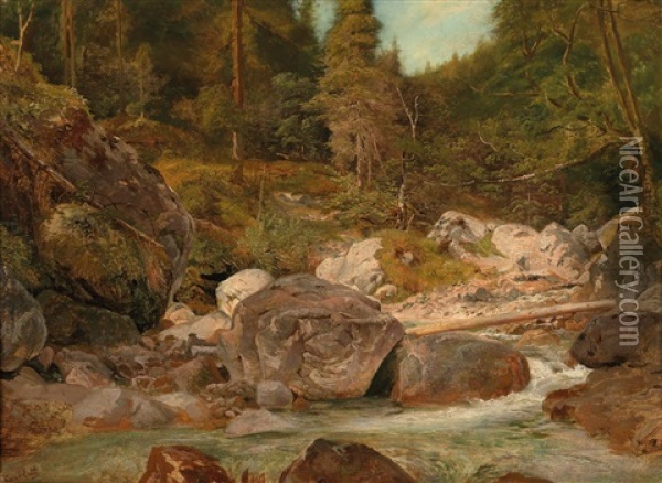 Gebirgsbach Oil Painting - Ludwig Heinrich Theodor (Louis) Gurlitt