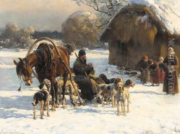 Welcoming Party Oil Painting - Alfred Wierusz-Kowalski