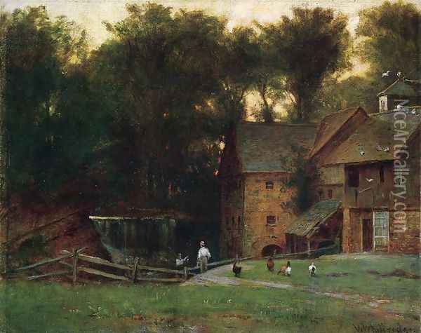 The Mill, Simsbury, Conn. Oil Painting - Thomas Worthington Whittredge
