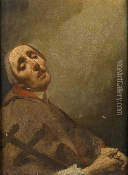A Monk In Meditation Oil Painting - Domenico Maggiotto