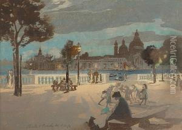 Children Playing, Venice Oil Painting - Charles Hodge Mackie