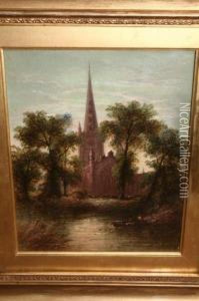 Stratford On Avon Church Oil Painting - Henry John Foley