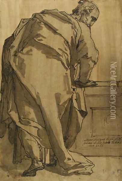 A Heavily Draped Apostle Seen from Behind Oil Painting - Taddeo Zuccaro
