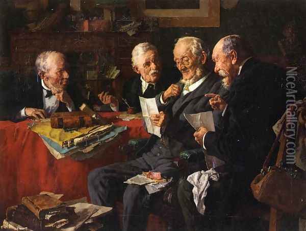 Reading the Will Oil Painting - Louis Charles Moeller