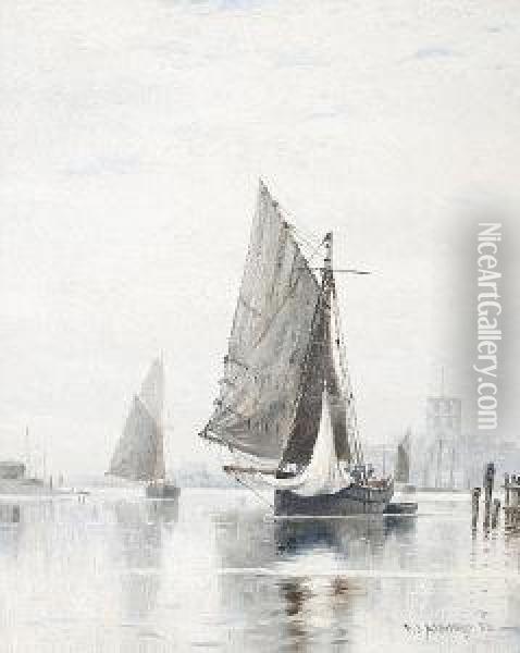 Shoreham Harbour Oil Painting - Frederick James Aldridge