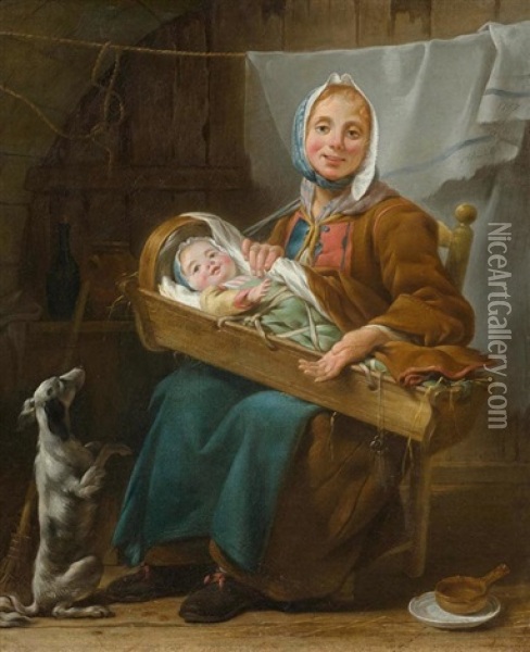 Mutter Mit Kind Oil Painting - Noel Halle
