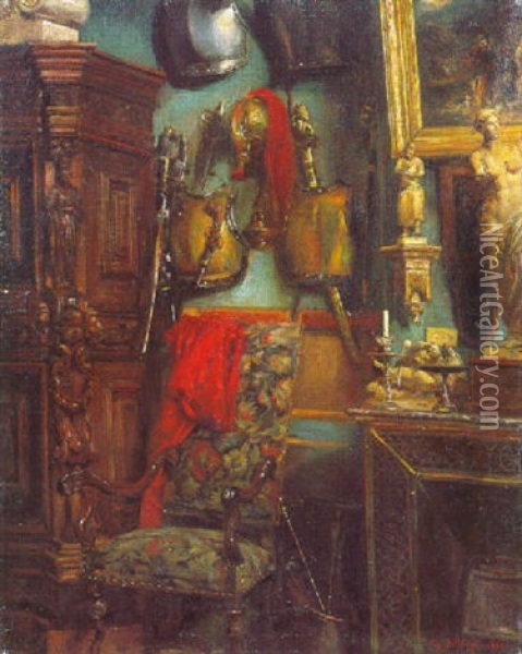 L'interieur D'un Atelier Oil Painting - Eugene Alexandre Bellange