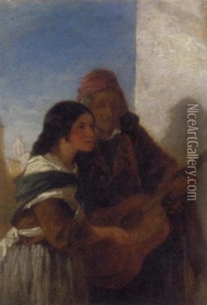 The Blind Beggar Oil Painting - Francis William Topham