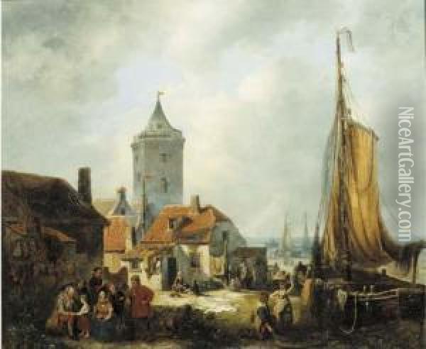 Daily Activities In A Fisher Village Oil Painting - Antonie Waldorp