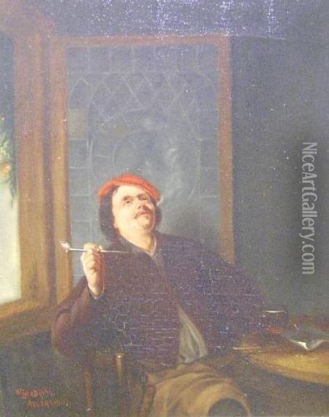 Study Of A Man Smoking A Clay Pipe Oil Painting - Wijbrand Hendriks