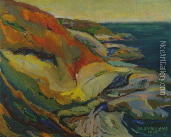Along The Cliff, Beacon Hill, In The Distance Horseshoe Bay Oil Painting - Emily Carr