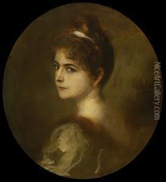 Damenportrat Oil Painting - Franz von Lenbach