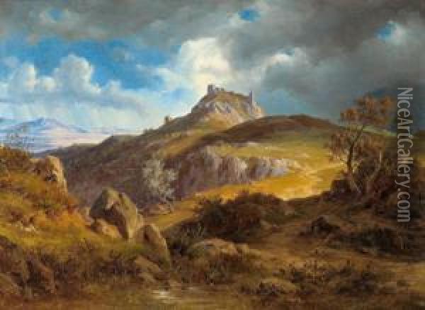 Le Rovine Della Fortezza Di Canossa Oil Painting - Friedrich Ii Preller