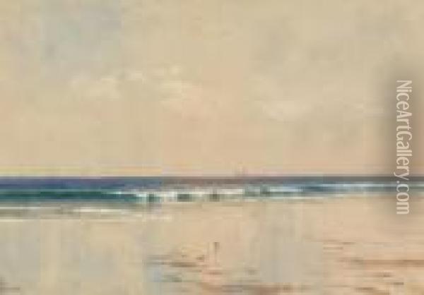 Coastline With Distant Ships Oil Painting - Alfred Thompson Bricher