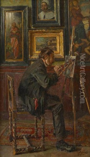 Le Peintre A Son Chevalet Oil Painting - Henri de Smeth