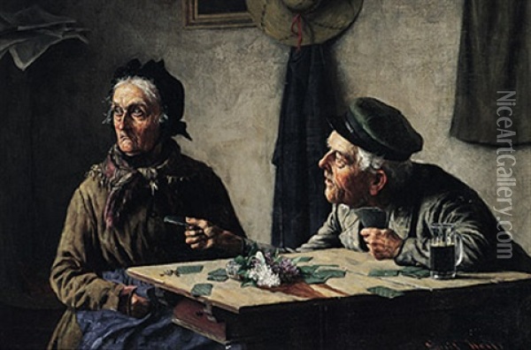 Streit Beim Kartenspiel Oil Painting - Emile Georges (Geo) Weiss