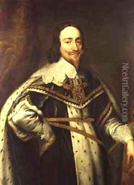 King Charles I 1600-49 in Garter Robes Oil Painting - Sir Anthony Van Dyck