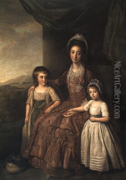 Group Portrait Of Mary, Countess Of Darnley, And Her Children Oil Painting - Nathaniel Dance Holland (Sir)