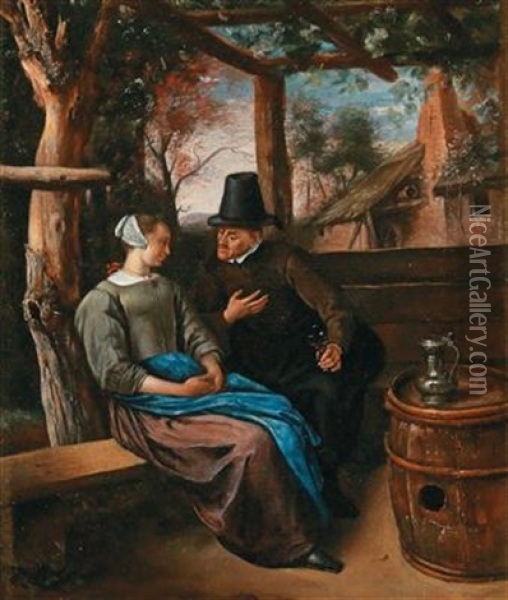 A Suitor With A Young Woman Oil Painting - Jan Steen