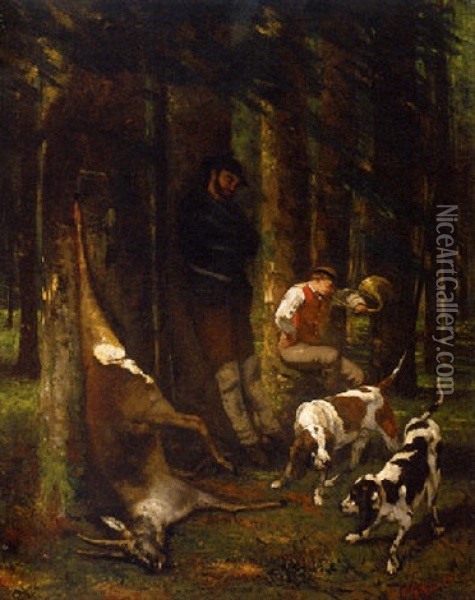 L'hallali (la Curee) Oil Painting - Gustave Courbet