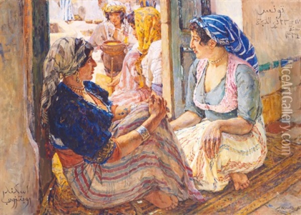 Femmes Tunisiennes Oil Painting - Alexandre Roubtzoff