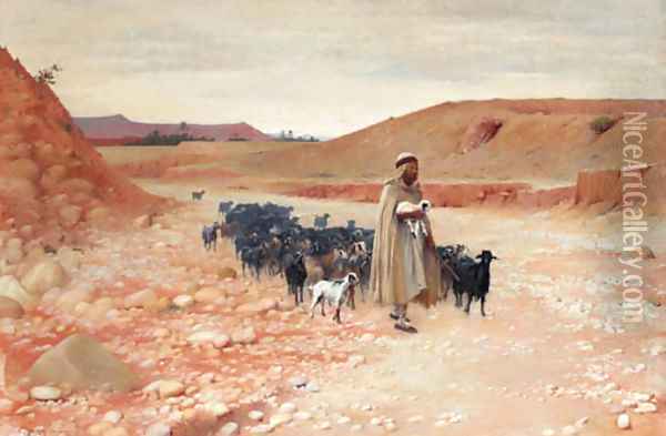 The Goatherder, El Kantara Oil Painting - Charles James Theriat