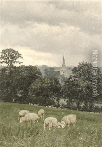 Sheep On Hampstead Heath Oil Painting - William Baptiste Baird