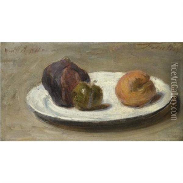 Figues, Reine-claude Et Abricot Oil Painting - Henri Fantin-Latour