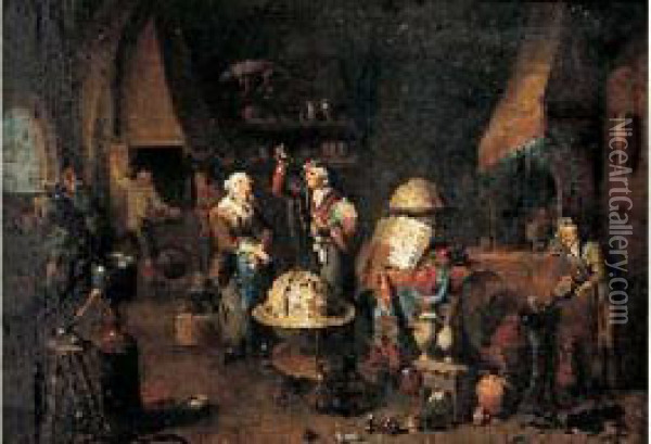 L'alchimiste Oil Painting - Balthazar Van Den Bossche