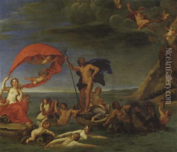 The Maritime Realm: Neptune And Amphitrite Oil Painting - Francesco Albani