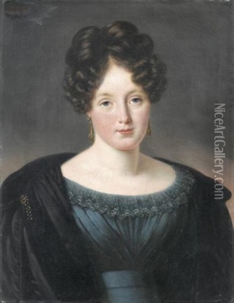 Portrait De Fanny-augusta Hunt Oil Painting - Jean Joseph Vaudechamp