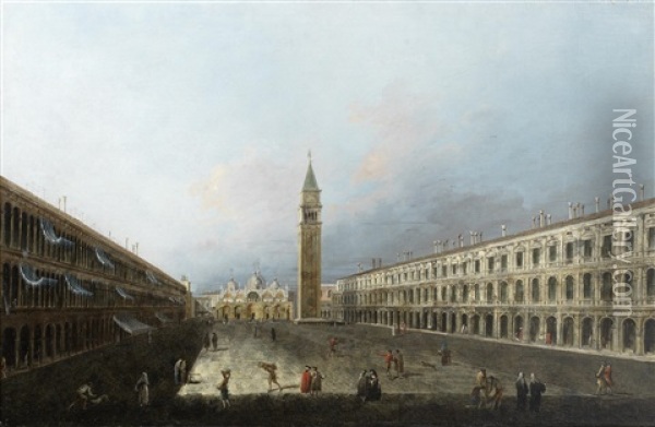 A View Of The Piazza San Marco, Venice Oil Painting - Michele Marieschi