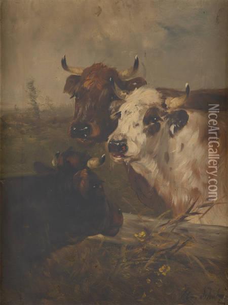 Vaches A La Barriere Oil Painting - Henry Schouten