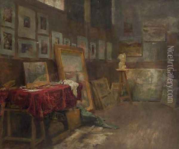 L'Intérieur d'un atelier d'artiste Oil Painting - Georges Cresson